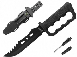 Faca Esportiva C/ Bainha - Bússola, Apito e Amolador 