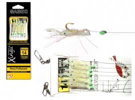 Sabiki Cartela c/ 6 Anzóis Com Snap e Camarão