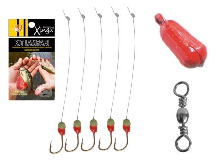 Kit Lambari Cartela 5 Anzóis + 1 Girador
